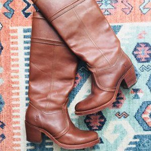 Cognac knee high FRYE boots